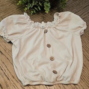 Cream Ribbed Crop Top Size 8